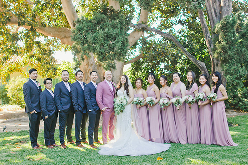purple bridesmaid dresses with groomsmen Match Wedding Ties to Bridesmaid Dresses