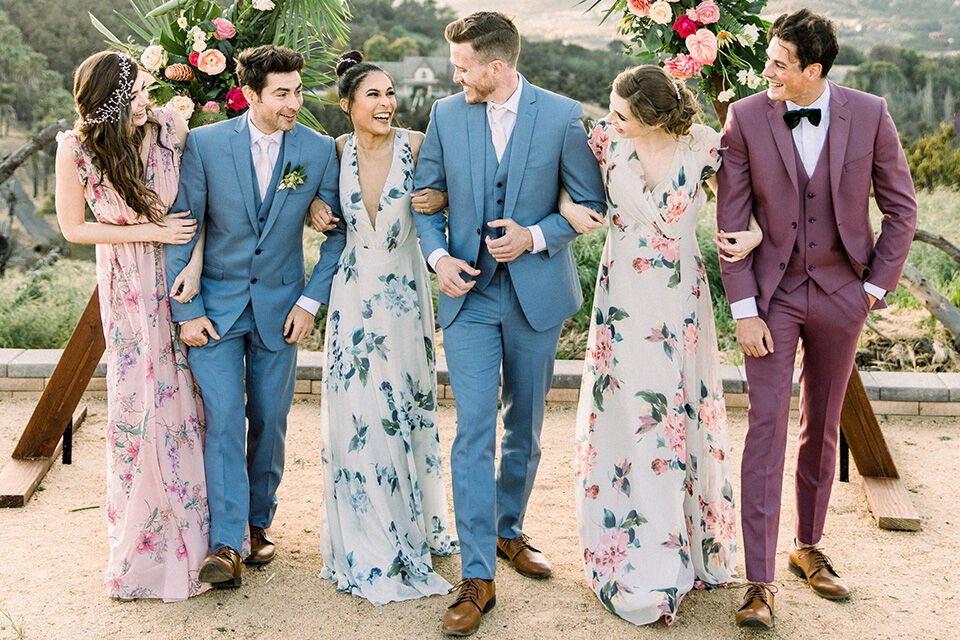 How to Coordinate Suits Tuxedos with Top Bridesmaids Color Trends