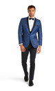 Royal Blue Paisley Shawl Lapel Coat