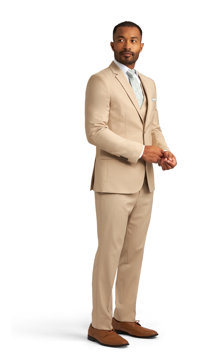 Khaki Stretch Suit Separates image number null