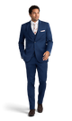 Front view of the cobalt blue suit for men.