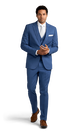 Front view of the Michael Kors blue suit.