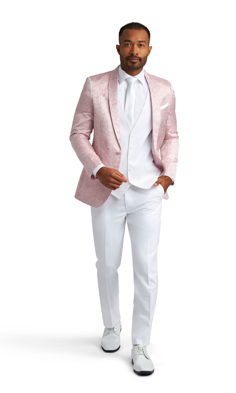 Light Pink Paisley Shawl Lapel Coat image number 2