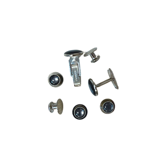 Grey and Silver Studs & Cufflinks