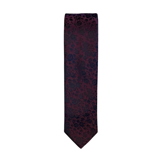 Burgundy Tonal Floral Long Tie