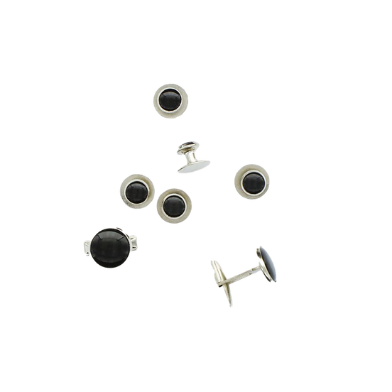 Black and Silver Studs & Cufflinks