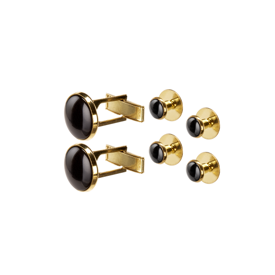 Black and Gold Studs & Cufflinks