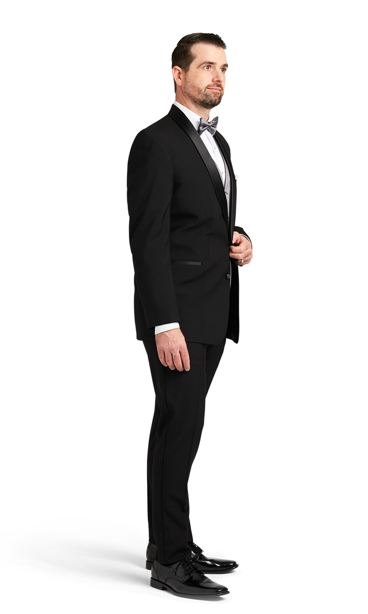 Black Two Button Shawl Lapel Tuxedo image number null