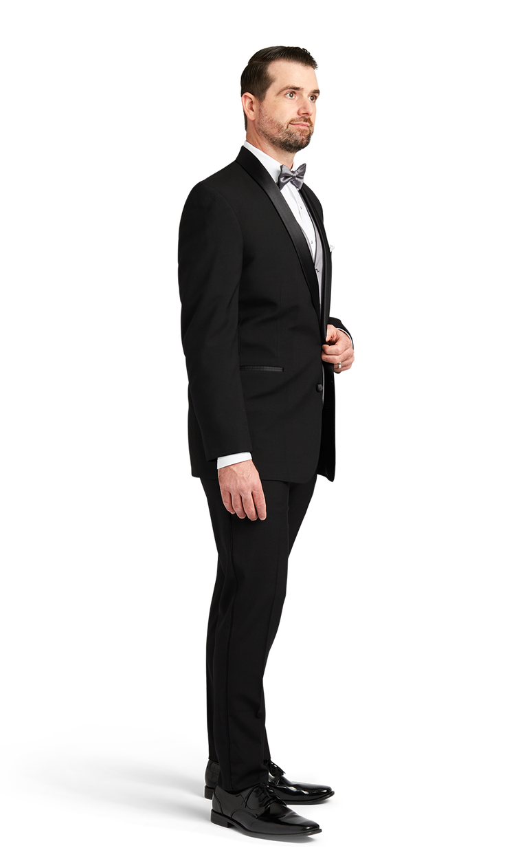 Black Two Button Shawl Lapel Tuxedo image number 2