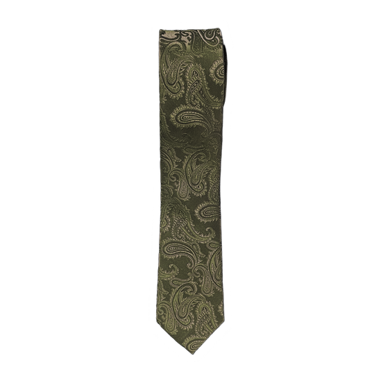 Olive Paisley Long Tie