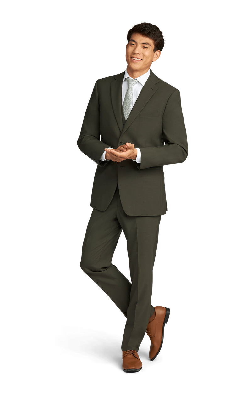 Olive Green Stretch Suit Separates image number 1