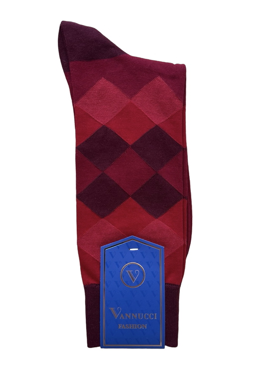 Burgundy Diamond Pattern Socks