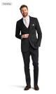 Front view of the Michael Kors dark grey suit rental.