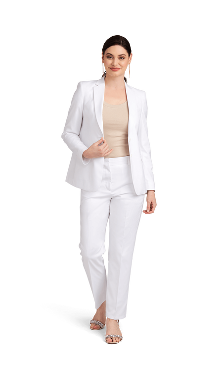Women's Pearl White Stretch Suit Separates