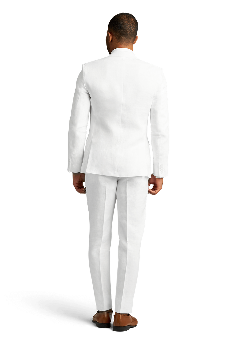White Stretch Notch Lapel Suit Friar Tux