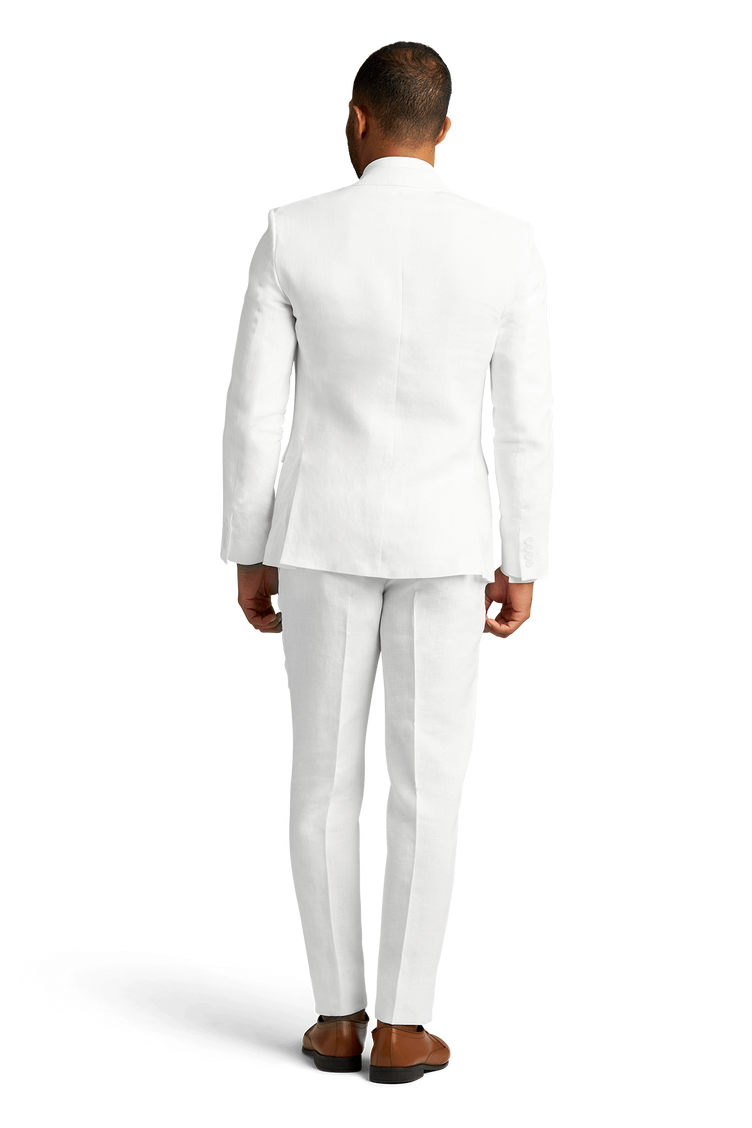 White Stretch Notch Lapel Suit image number null