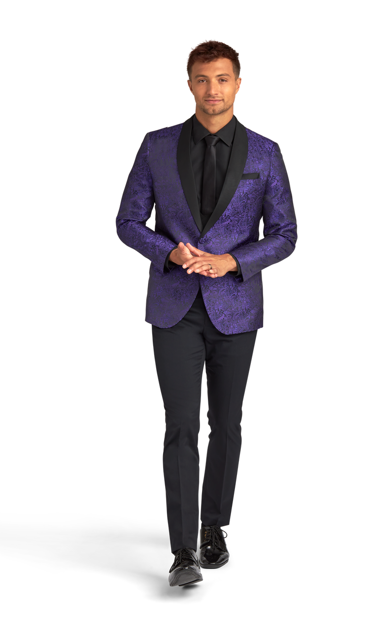 Purple Paisley Shawl Lapel Coat image number 4