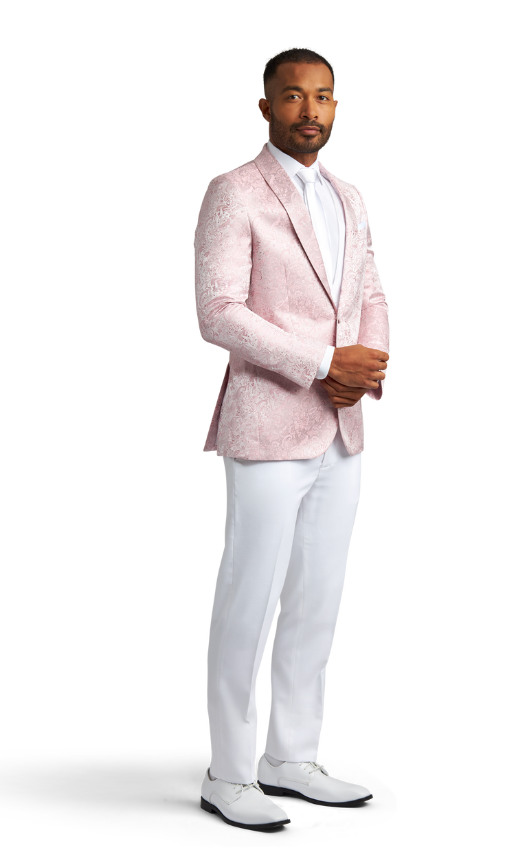 Light Pink Paisley Shawl Lapel Coat image number 4