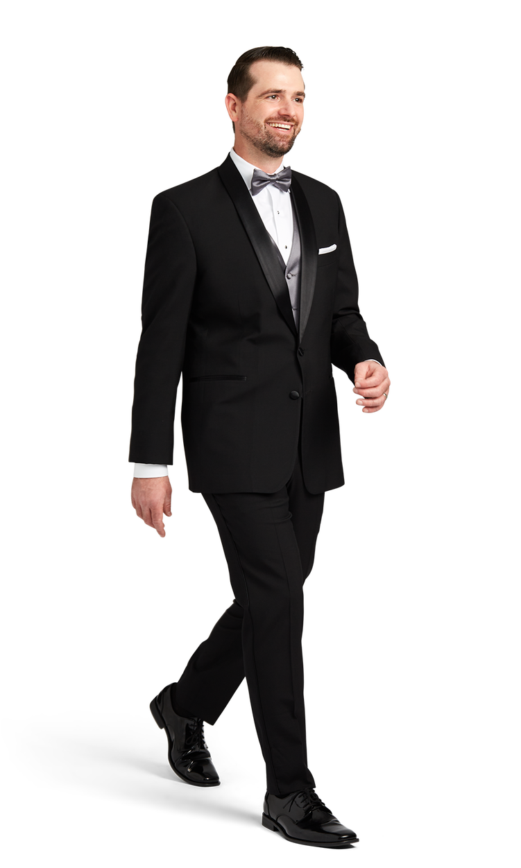 Black Two Button Shawl Lapel Tuxedo image number 4