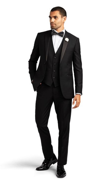 Black Stretch Notch Lapel Tuxedo Separates