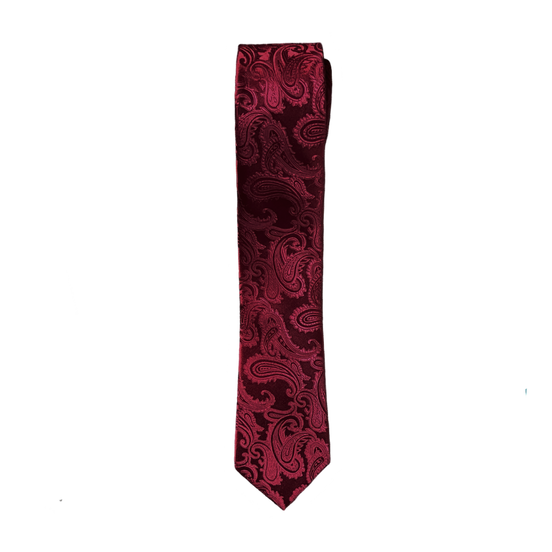 Burgundy Paisley Long Tie