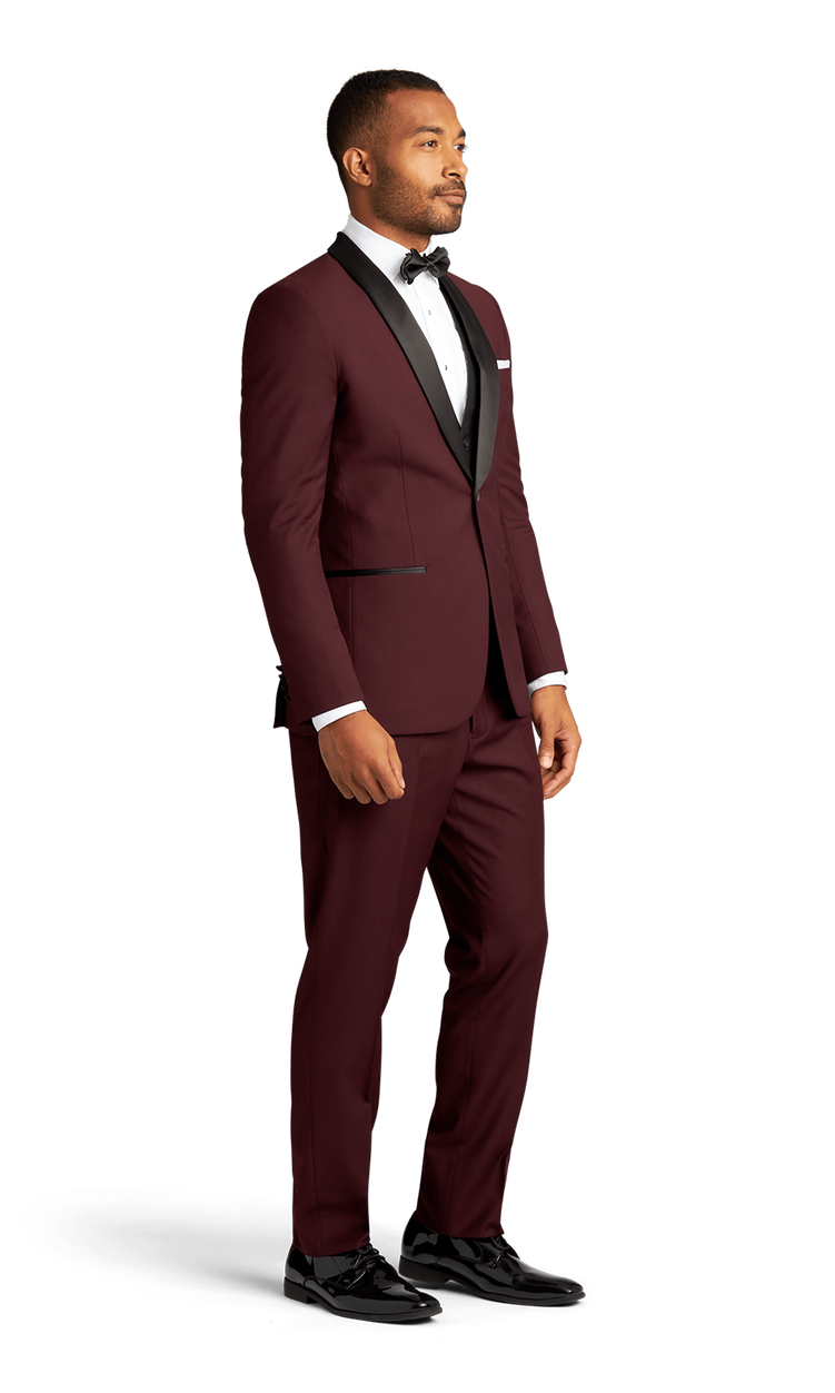 Burgundy Stretch Shawl Lapel Tuxedo Separates Friar Tux