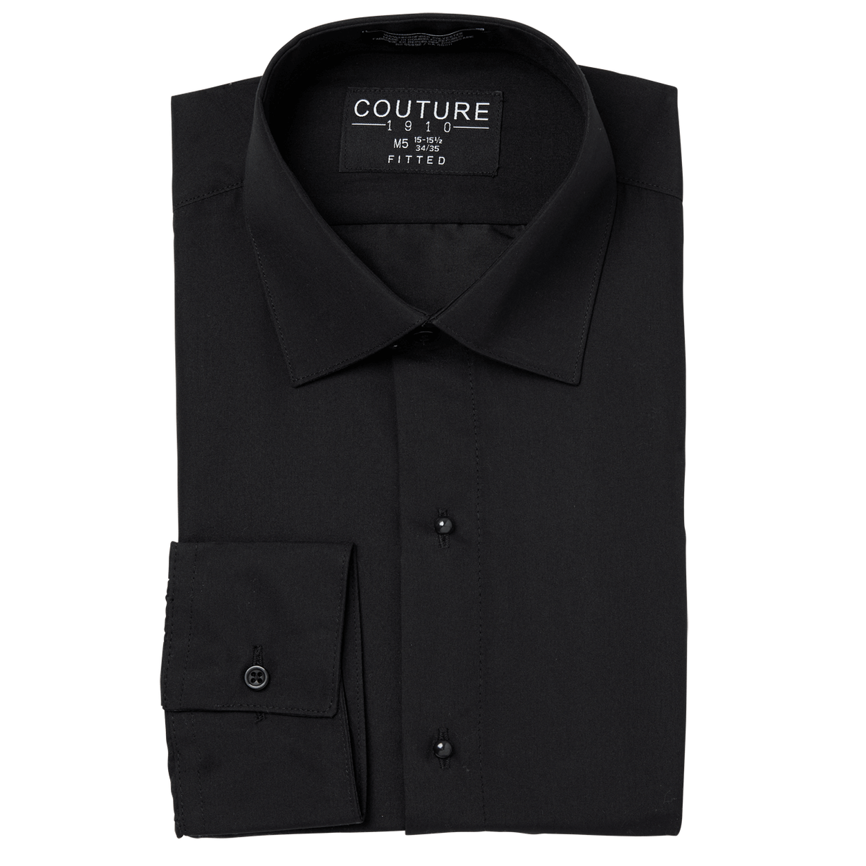Black Laydown Collar Microfiber Shirt image number 1