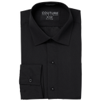 Black Laydown Collar Microfiber Shirt image number null