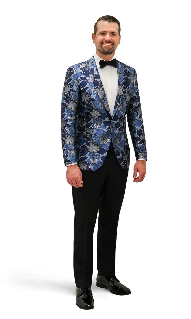 Blue Large Floral Coat | Friar Tux