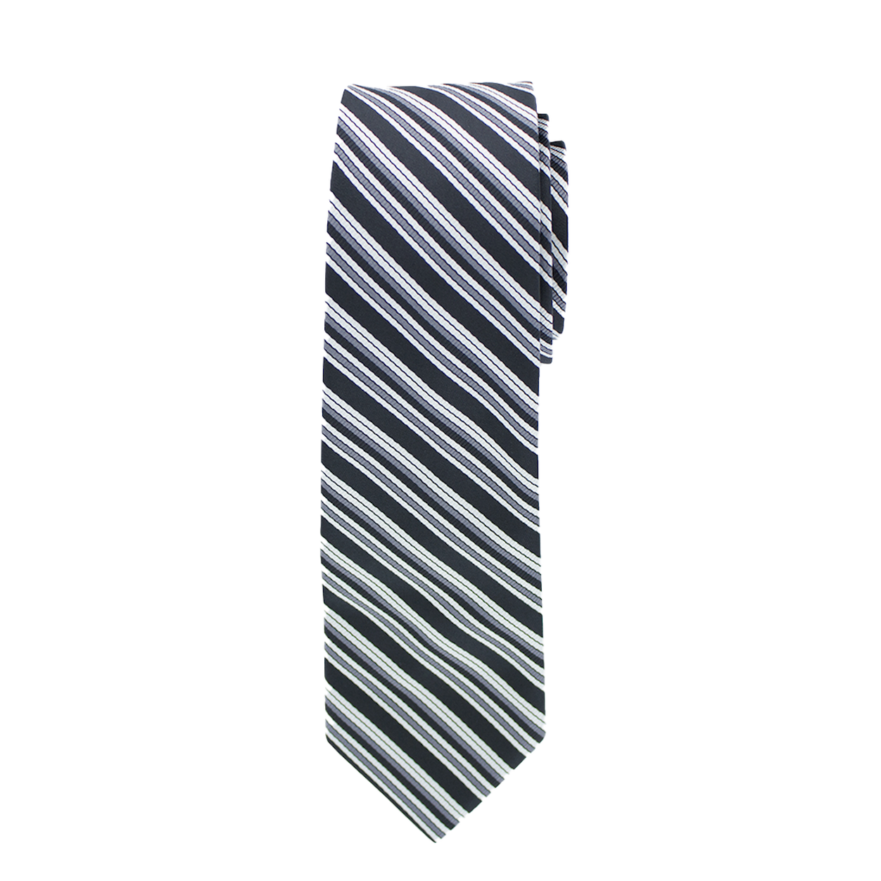 Black And White Striped Long Tie image number 1