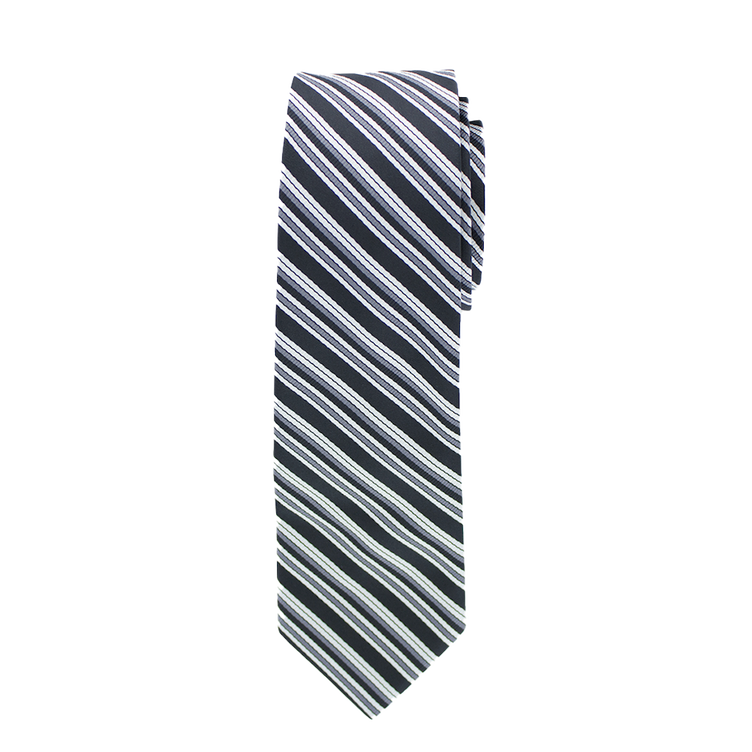 Black And White Striped Long Tie