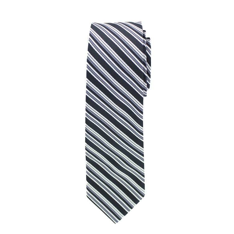 Black And White Striped Long Tie