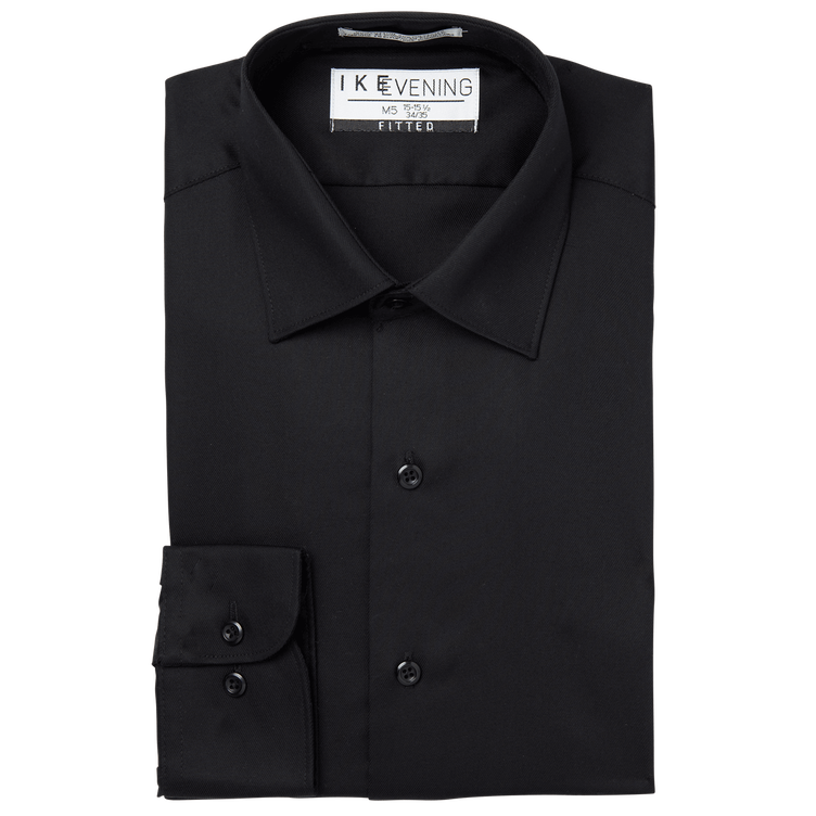 Black Cotton Rich Laydown Collar Shirt