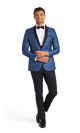 Royal Blue Paisley Shawl Lapel Coat