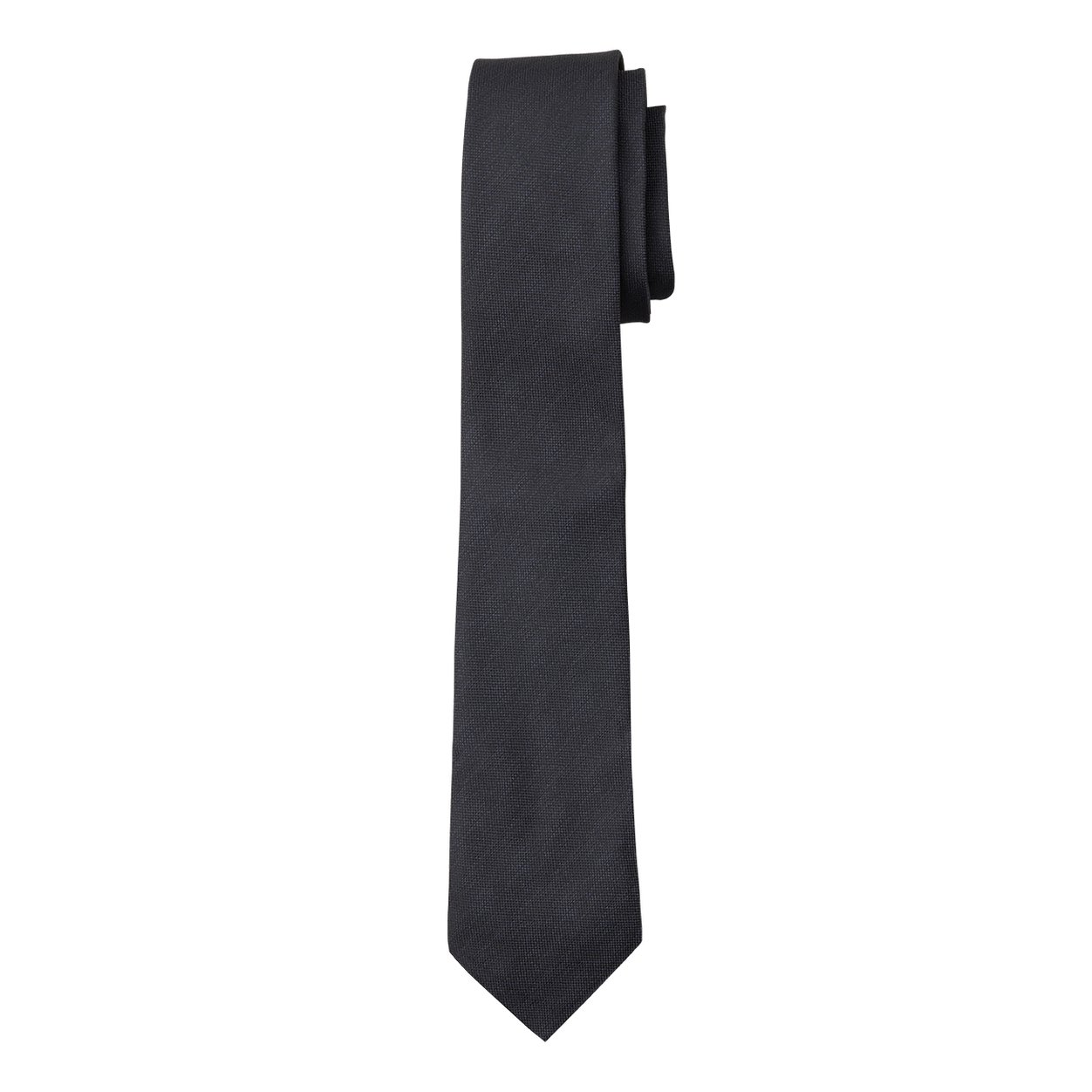 Black Textured Long Tie image number 1
