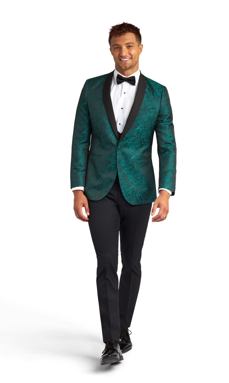Green Paisley Shawl Lapel Coat