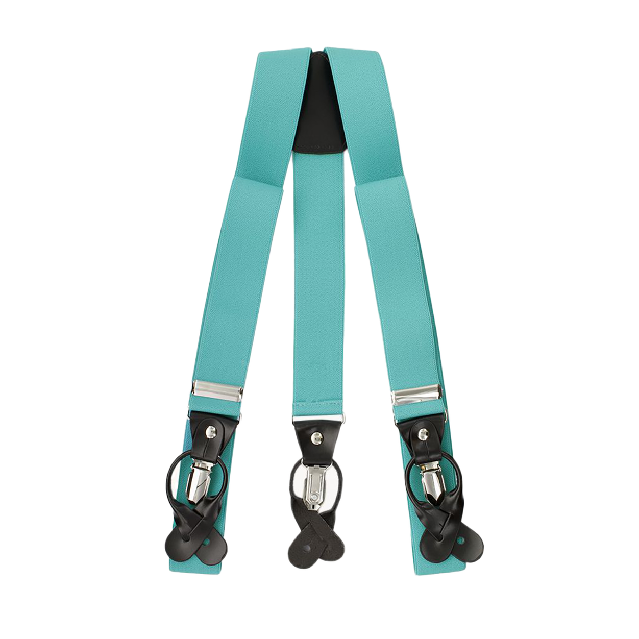 Turquoise Button And Clip Suspenders image number 1