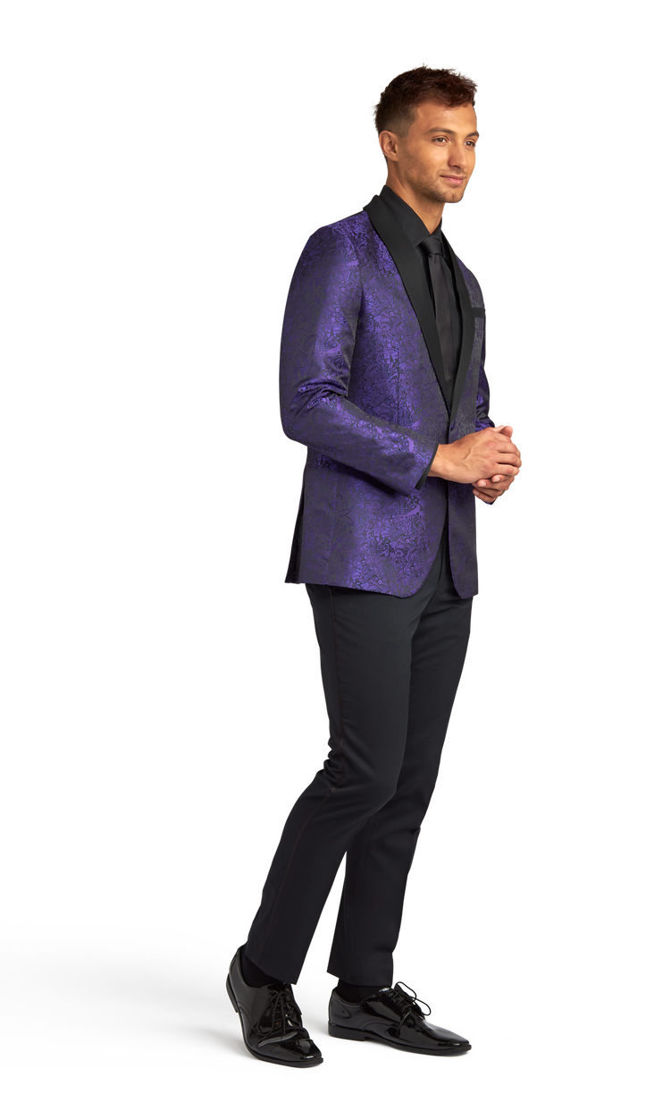 Purple Paisley Shawl Lapel Coat image number 2
