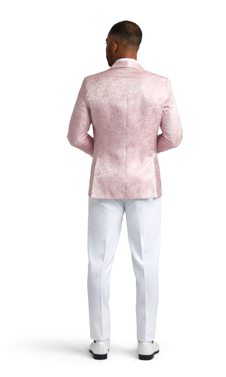 Light Pink Paisley Shawl Lapel Coat image number 3