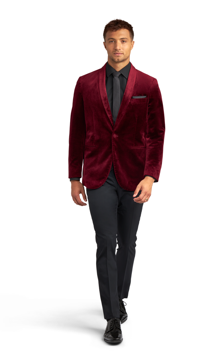 Burgundy Velvet Brooklyn Tuxedo image number 1