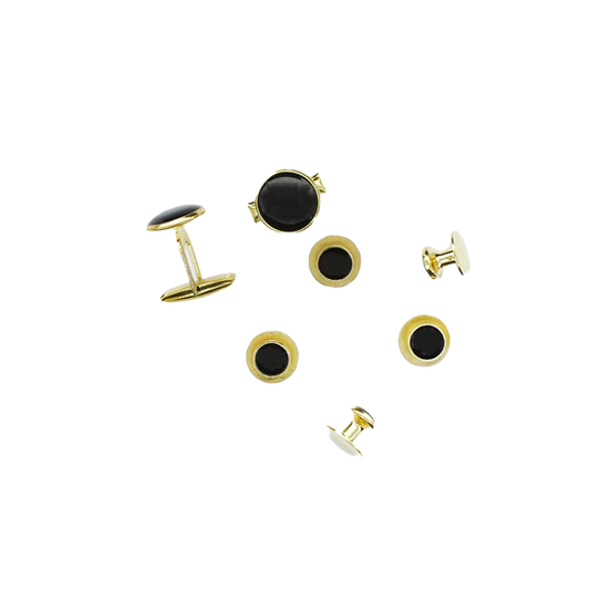 Black and Gold Studs & Cufflinks