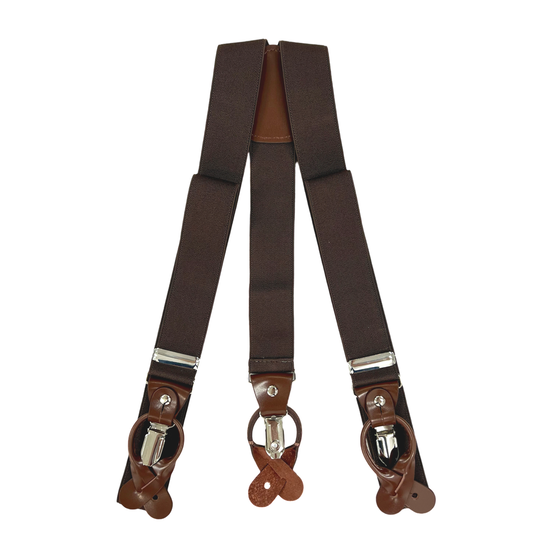 Brown Suspenders with Button & Clips