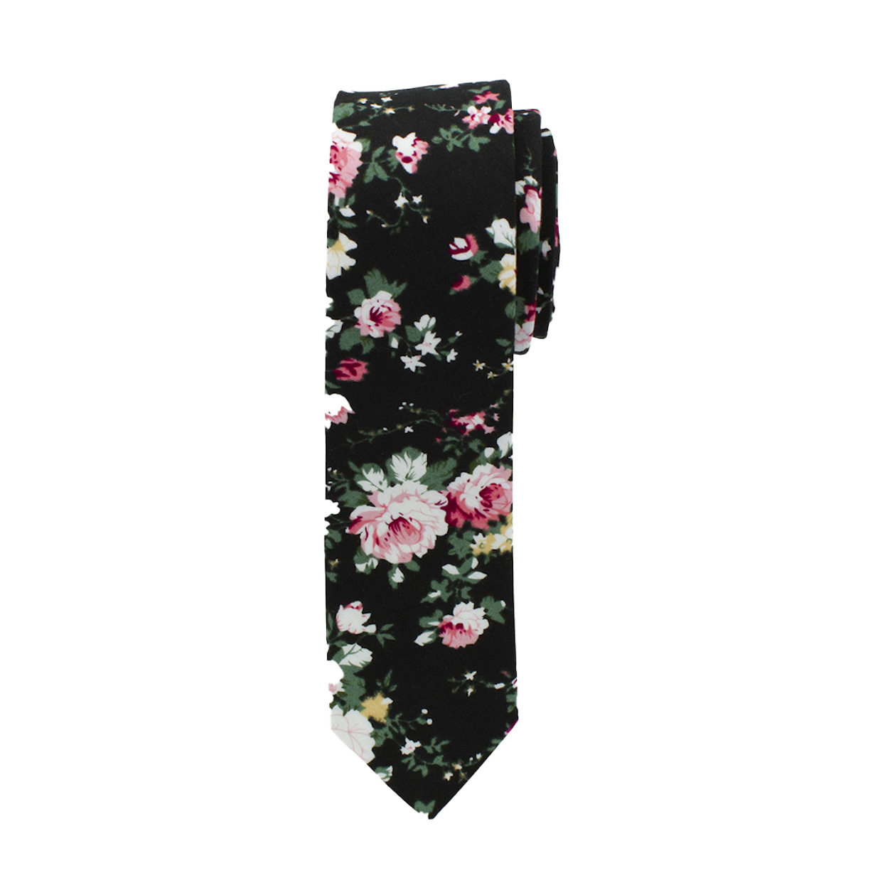 Black Floral Long Tie image number 1