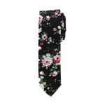 Black Floral Long Tie image number 1