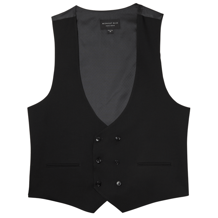 Black Double Breasted Wool Vest