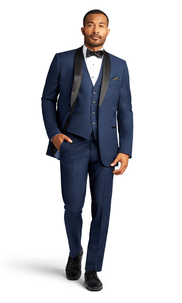 小物 attachment narrow shawl collar Navy Stretch Shawl Lapel Tuxedo Separates | Friar Tux