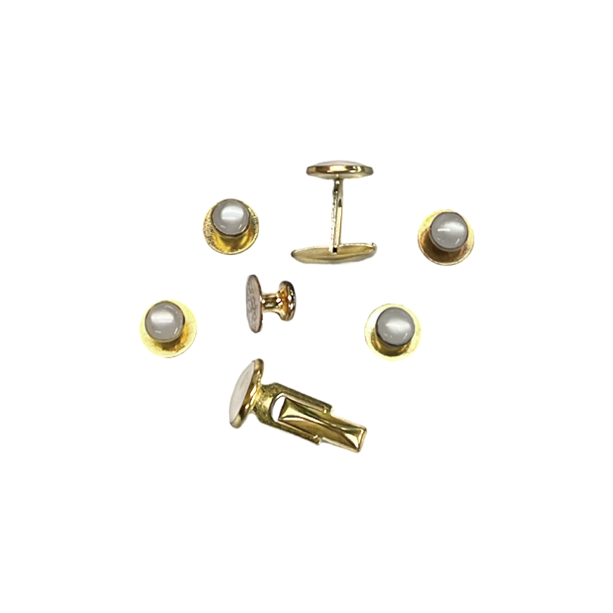White and Gold Studs & Cufflinks image number 1