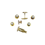 White and Gold Studs & Cufflinks image number 1