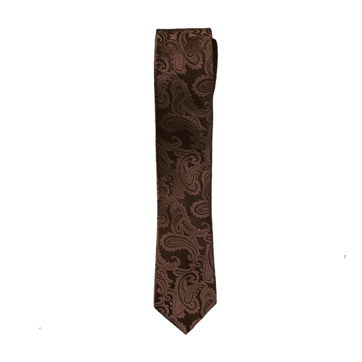 Chocolate Brown Paisley Long Tie image number 1