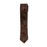 Chocolate Brown Paisley Long Tie image number 1